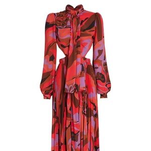 Ronny kobo printed midi dress with cutouts